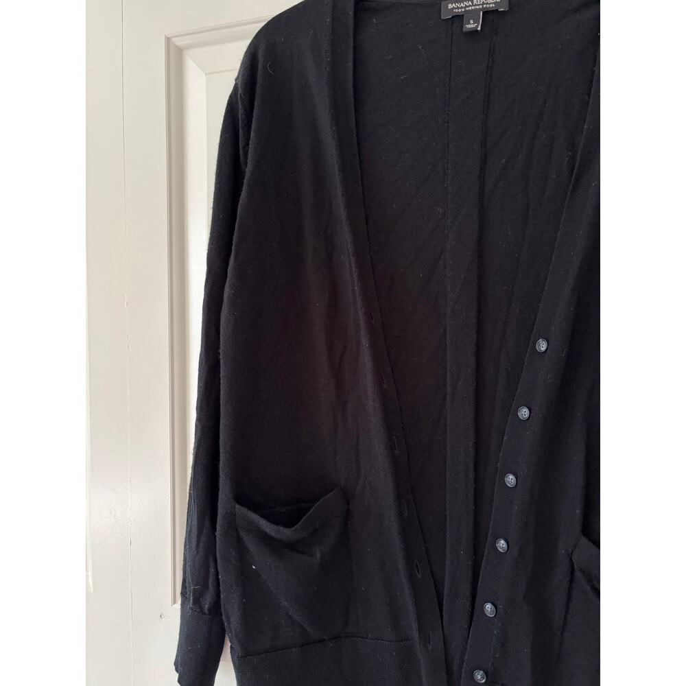 Banana Republic Merino Wool Cardigan Sweater Black Button Front Women’s S - Picture 3 of 7